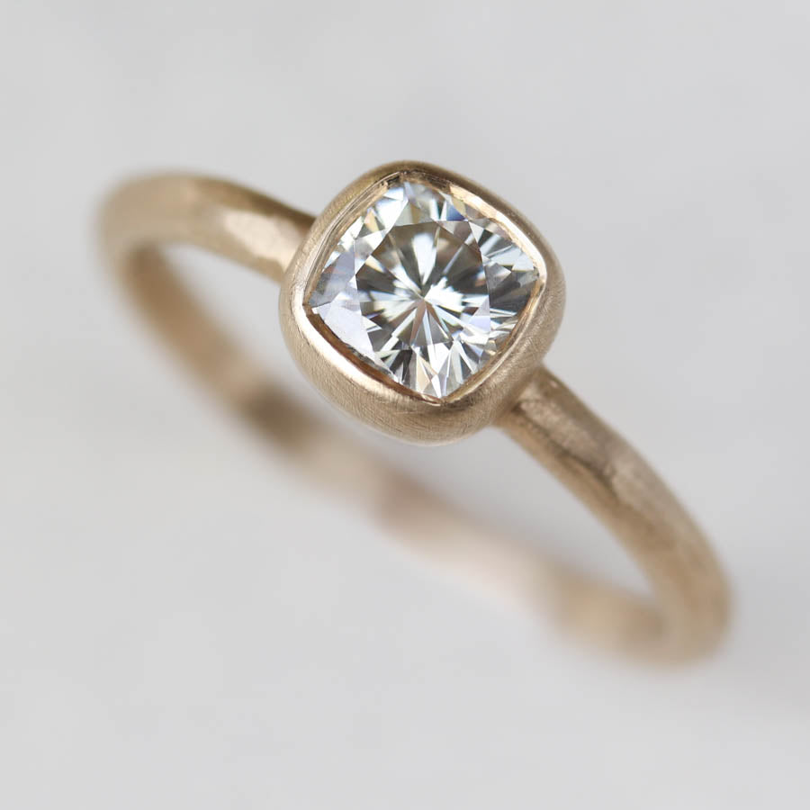 Rustic Cushion Cut Engagement Ring >7.25, Engagement Ring - Aide-mémoire Jewelry