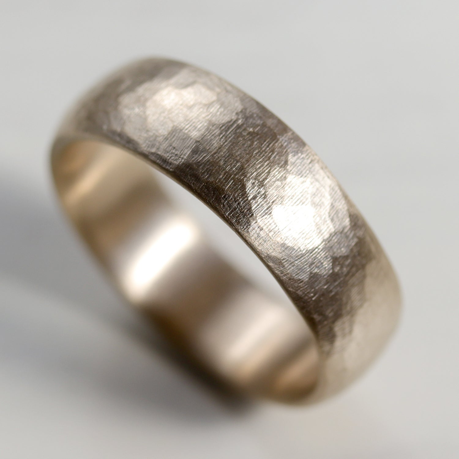 Stone Texture Wide & Comfort-fit Classic Band Ring •