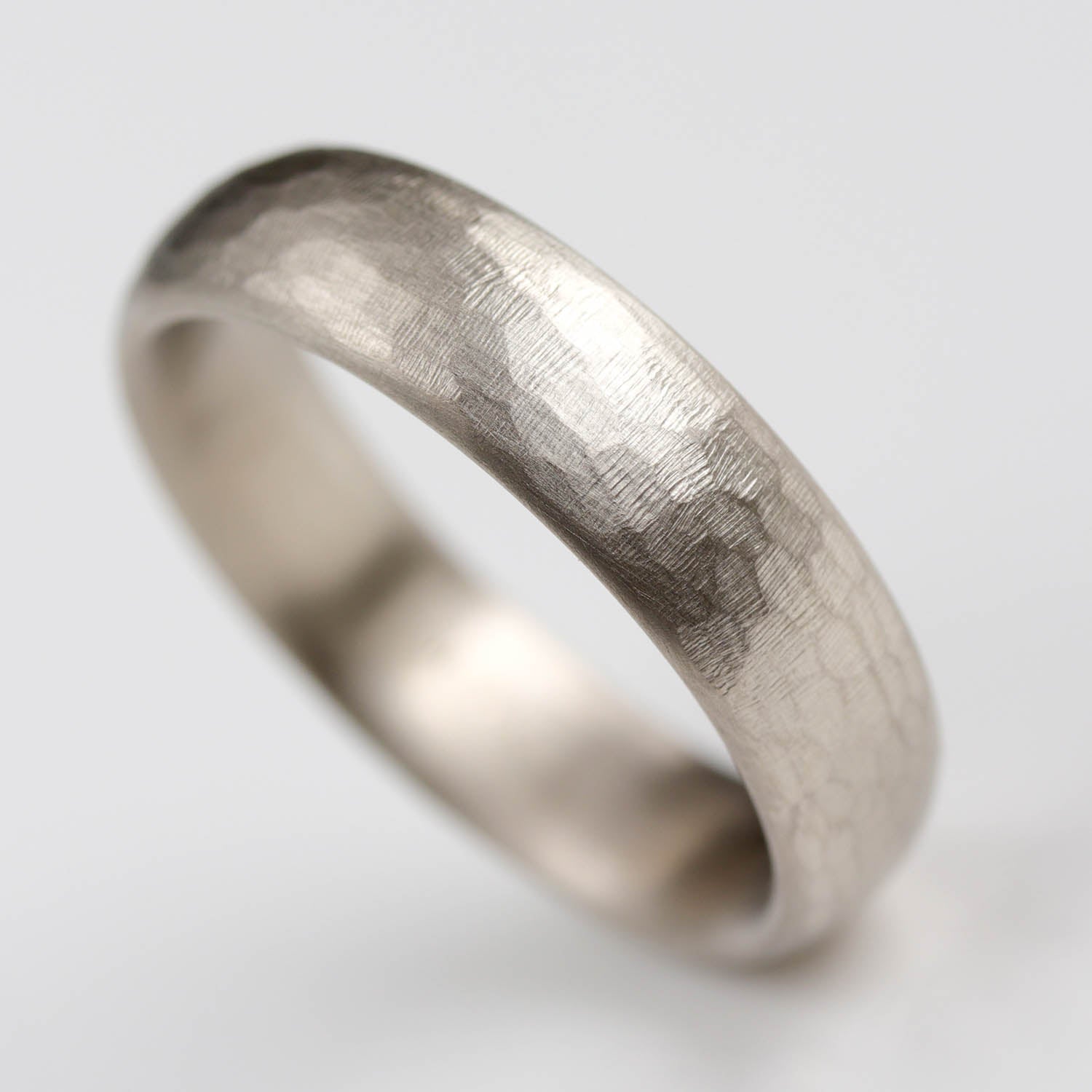 Stone Texture Wide & Comfort-fit Classic Band Ring •