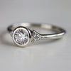 Deco Three Stone Ring, Engagement Ring - Aide-mémoire Jewelry