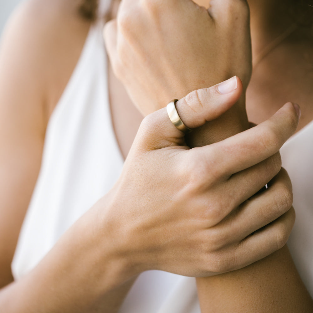 Wide Sculpted Stacking Ring, Alternative Wedding Band - Aide-mémoire Jewelry