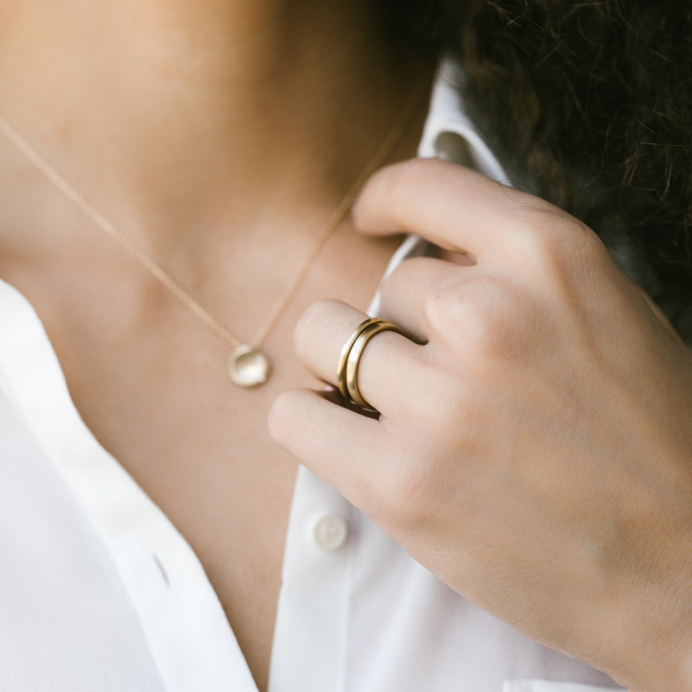 Flat Sculpted Stacking Ring >7.25, Wedding Band - Aide-mémoire Jewelry