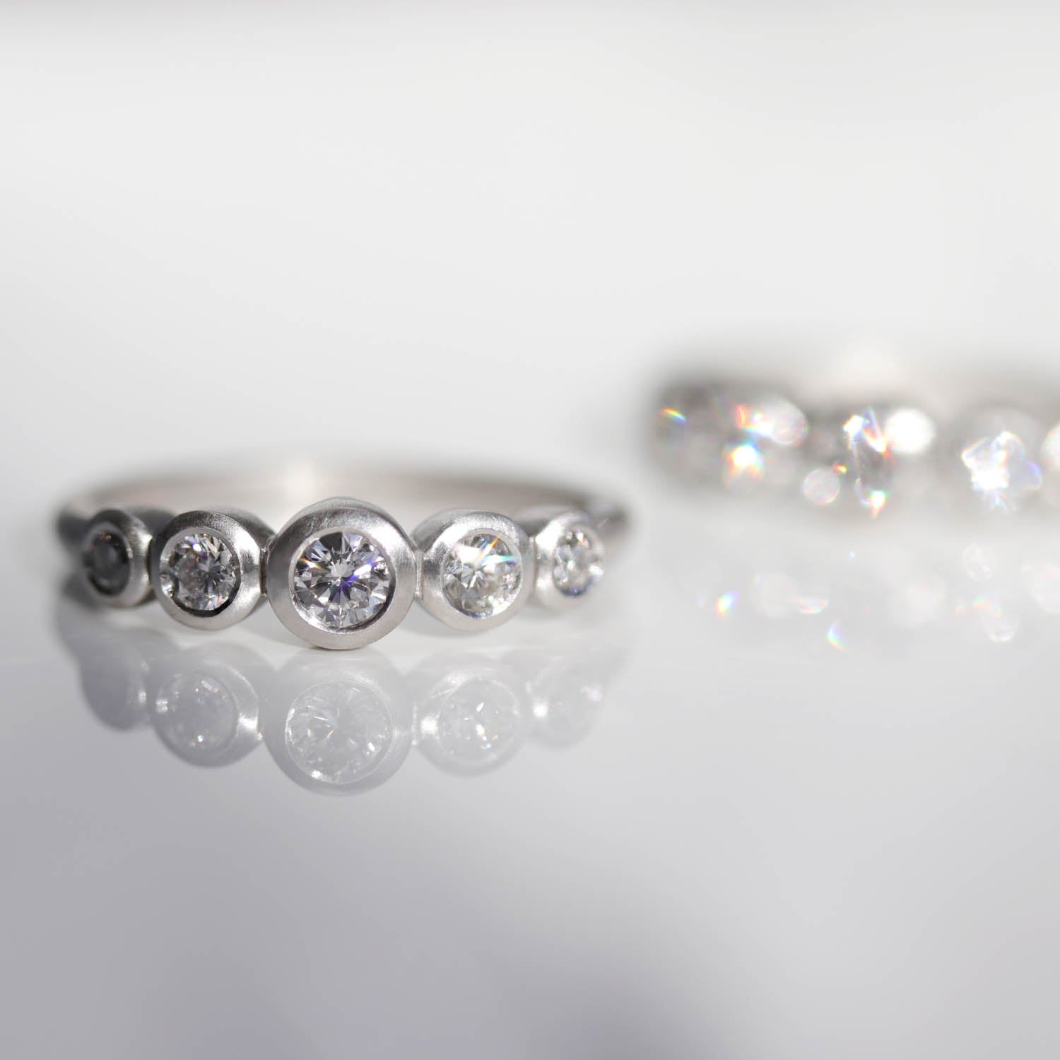 Bezel-set Five Stone Ring •