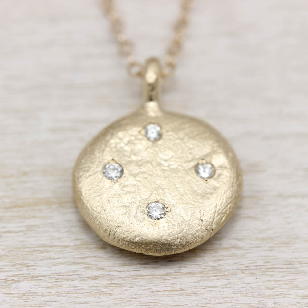 Diamond Scatter Ancient Coin Pendant, Necklace - Aide-mémoire Jewelry