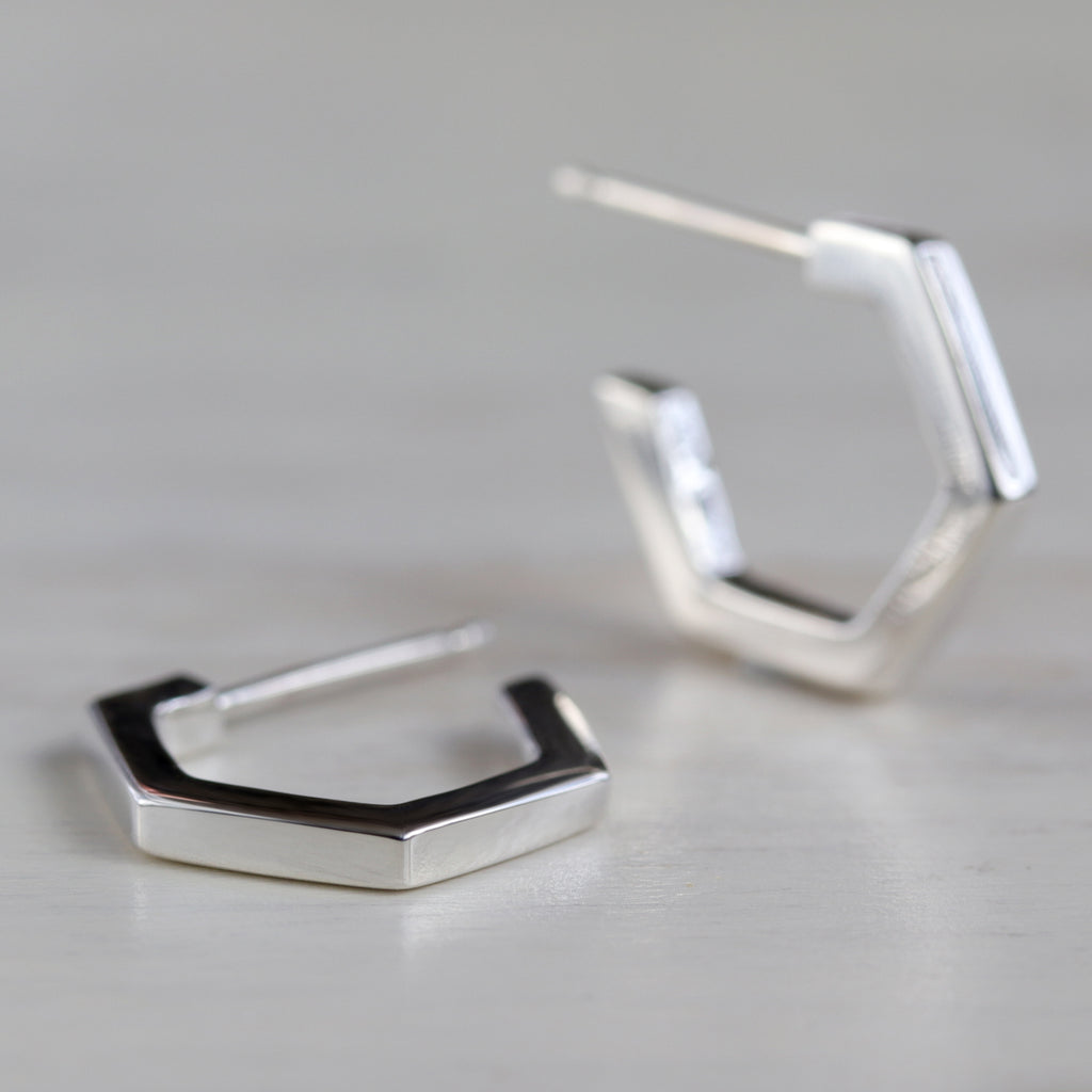 Geometric Hoop Earrings​ - Eco-friendly, Ethical, Simple Jewelry