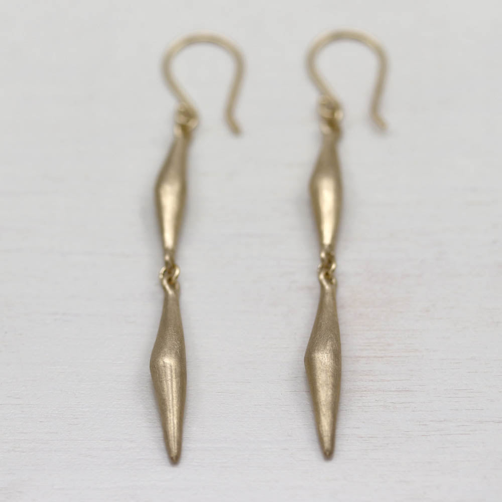 Double Sculpted Pod Dangle Earrings, Earrings - Aide-mémoire Jewelry