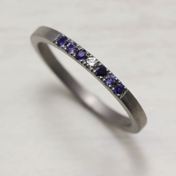 Blue Sapphire Stacking Ring, Engagement Ring - Aide-mémoire Jewelry