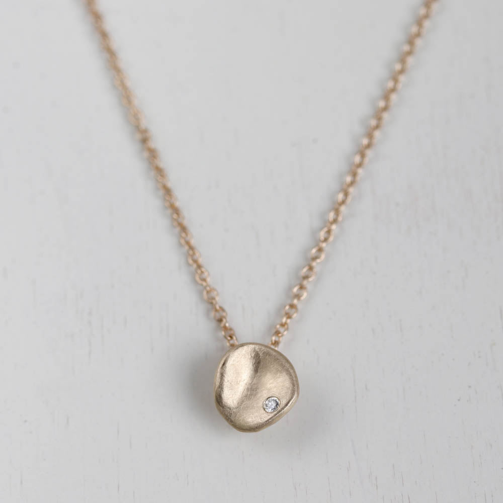 Small Disc Diamond Pendant, Necklace, Demi-fine Jewelry - Aide-mémoire Jewelry