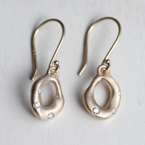 Small Torus Diamond Dangle Earrings, Earrings, Demi-fine Jewelry - Aide-mémoire Jewelry