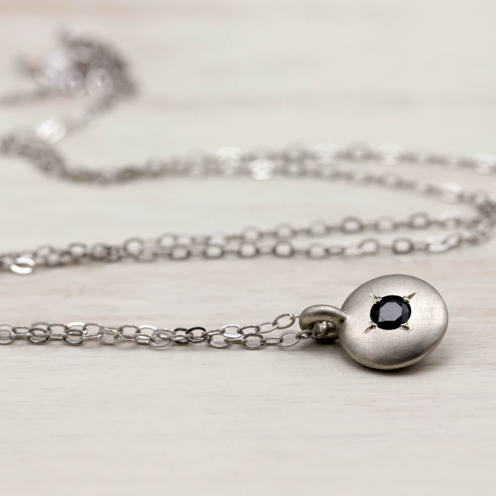 Large Smooth Bead-Set Pendant, Necklace - Aide-mémoire Jewelry