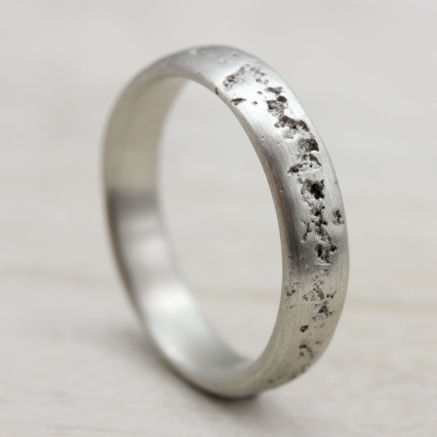Silver Concrete Engagement Band