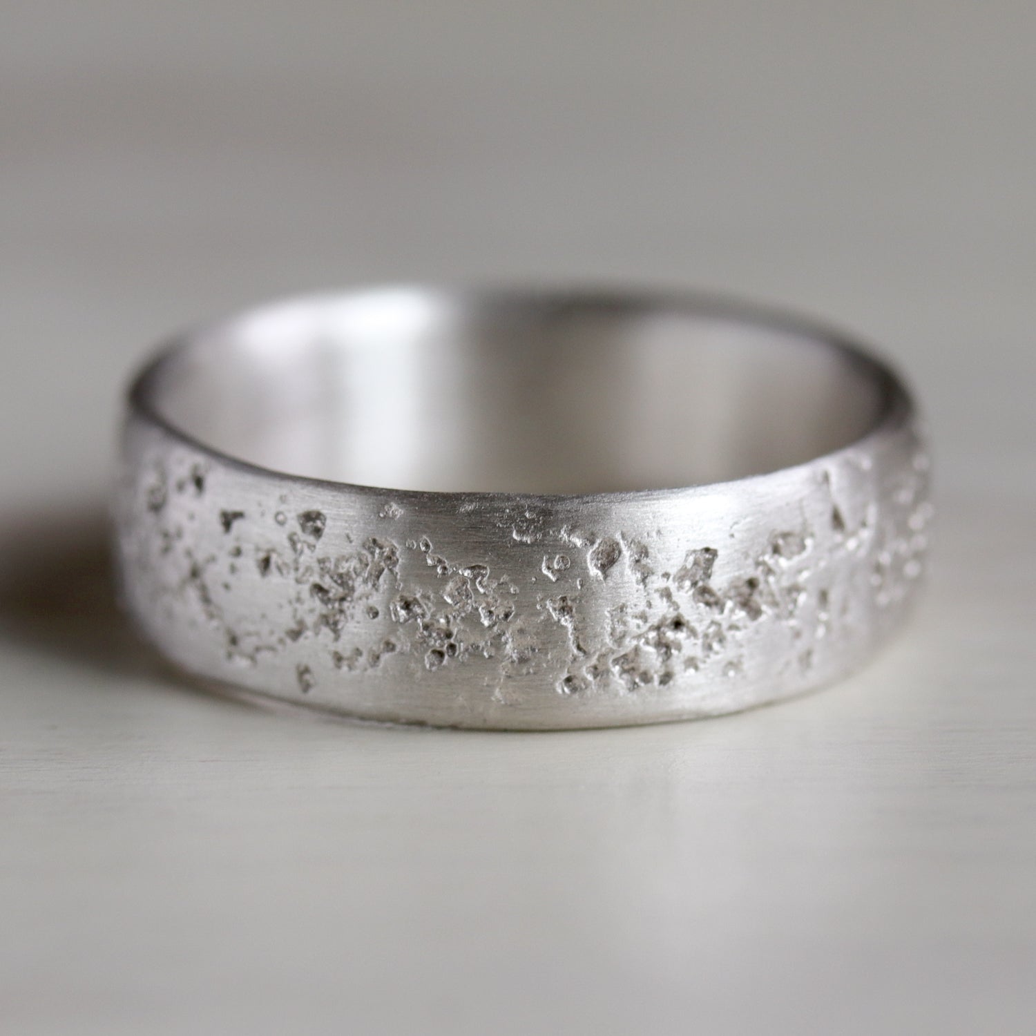 Silver Concrete Engagement Band