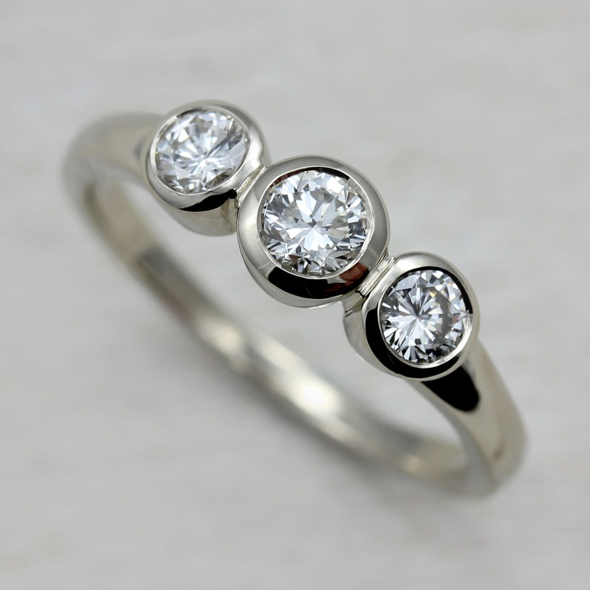 Ethical Low Profile Three Stone Ring Eco friendly Jewelry