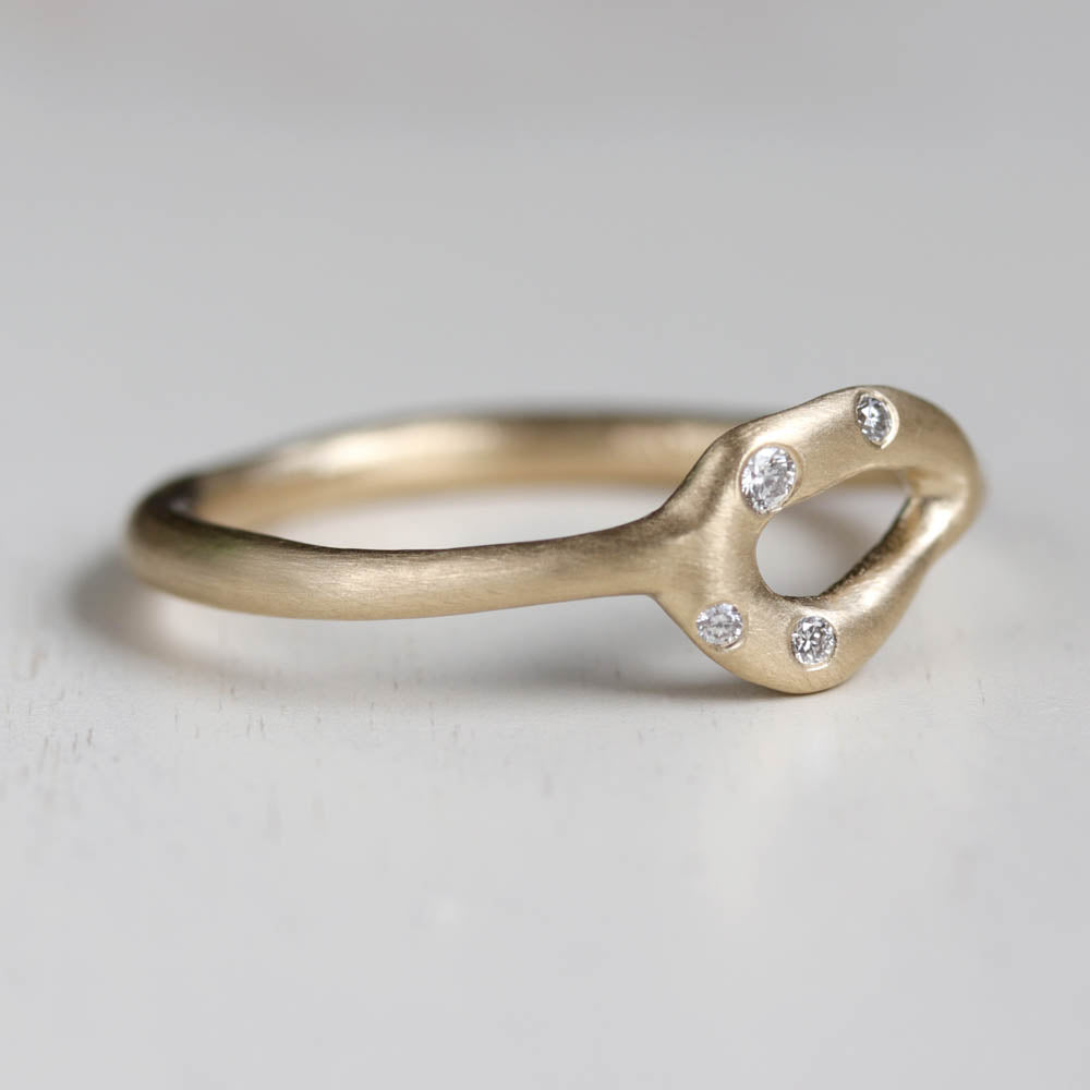 Diamond Sculpted Torus Ring, Organic Jewelry, Stacking Ring, Alternative Wedding Band, Alternative Engagement Ring - Aide-mémoire Jewelry