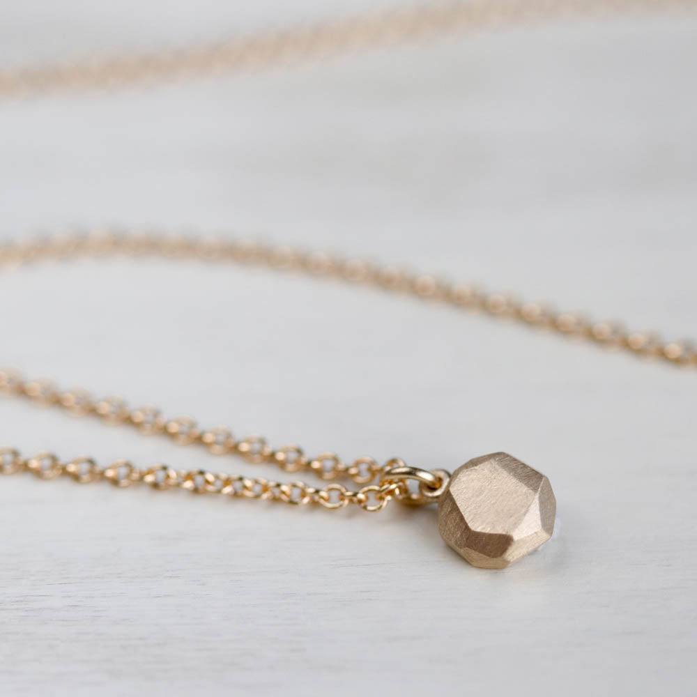 Tiny Round Faceted Pendant, Necklace - Aide-mémoire Jewelry
